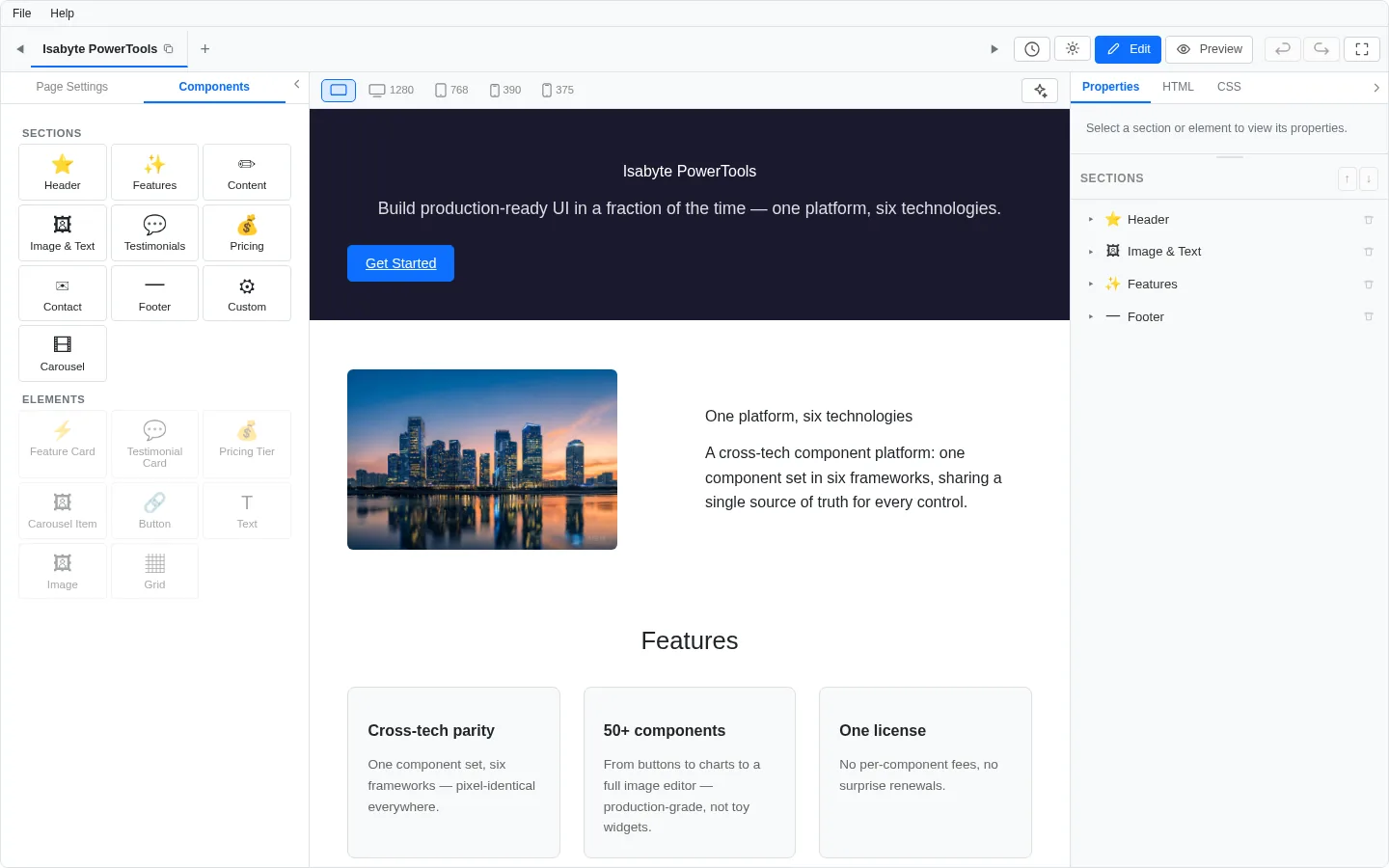 Landing Page — Desktop
